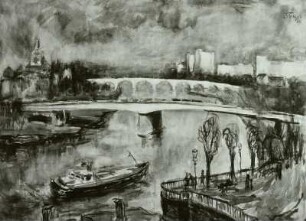 Alte und neue Brücke in Dresden : Alte und neue Brücke in Dresden. Aquarell. 1974