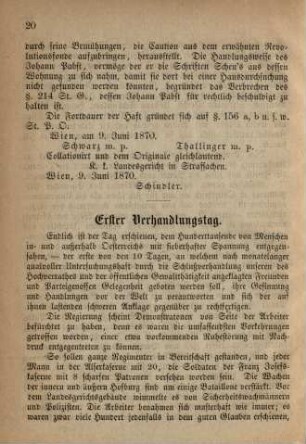 Erster Verhandlungstag.