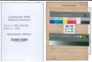Entnazifizierung Wilhelm Metzmacher , geb. 16.02.1882 (Polizeibeamter)