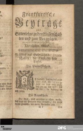 Vierzigstes Stück. Beschluß des Gespräch der Leidenschaft, den Tugenden und Laster.