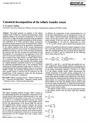 Canonical decomposition of the telluric transfer tensor
