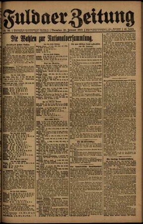Ausgabe vom Dienstag, den 21. Januar 1919.