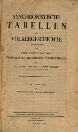 Synchronistische Tabellen der Völkergeschichte