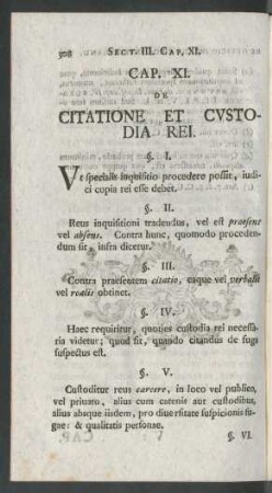 Cap. XI. De Citatione Et Custodia Rei