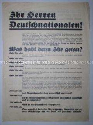 Propagandaflugblatt der NSDAP zur Reichstagswahl im November 1932 mit Polemik gegen die DNVP