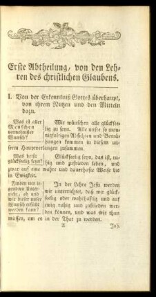 Erste Abtheilung, von den Lehren des christlichen Glaubens