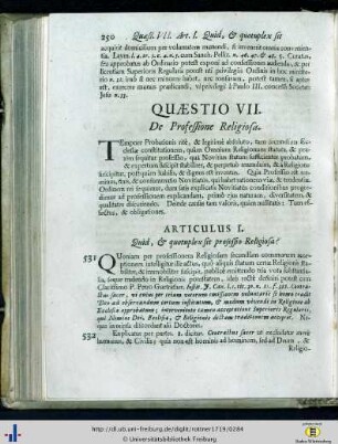 Quaestio VII. De Professione Religiosa.