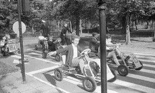 Unterricht in der Jugendverkehrsschule der Verkehrswacht Karlsruhe.