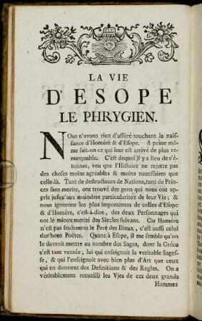 La Vie d´Esope Le Phrygien. - Das Leben Des Esopus des Phrygiers.