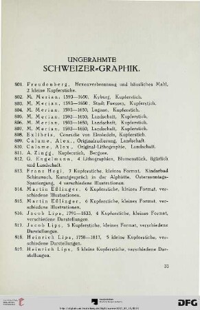 Ungerahmte Schweizer-Graphik (Nr. 801-843)