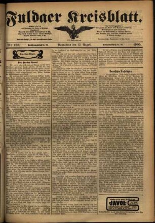 Zweite Ausgabe vom Samstag, den 12. August 1905.