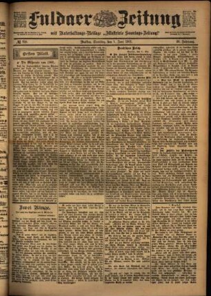 Erste Ausgabe vom Samstag, den 01. Juni 1901.