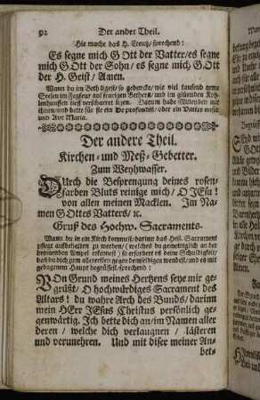 Der andere Theil. Kirchen- und Meß-Gebetter.
