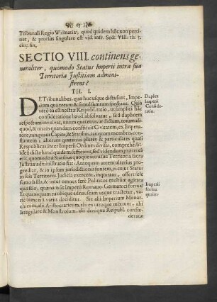 Sectio VIII. continens generaliter, quomodo Status Imperii intra sua Territoria Iustitiam administrent?
