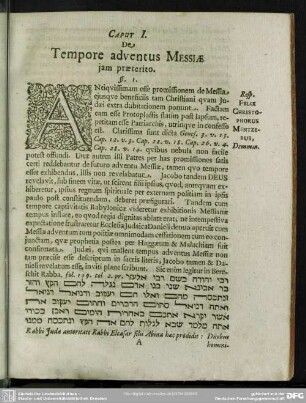 Caput I. De Tempore adventus Messiae jam praeterito