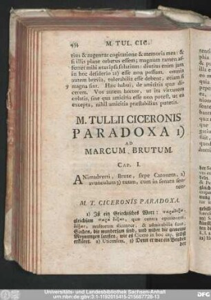 M. Tullii Ciceronis Paradoxa Ad Marcum Brutum.