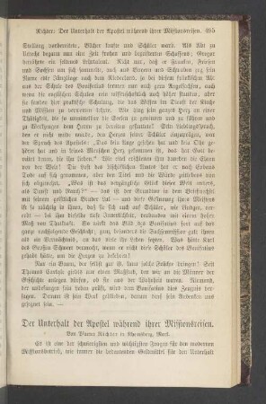 Der Unterhalt der Apostel während ihrer Missionsreisen