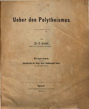 Ueber den Polytheismus