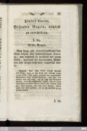 Fünftes Kapitel. Besondre Regeln, nützlich zu catechistren.