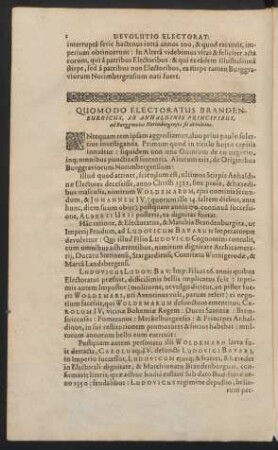 Quomodo Electoratus Brandenburgicus, Ab Anhaldinis Principibus, ad Burggravios Norimbergenses sit de volutus.