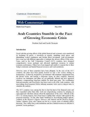 Arab countries stumble in the face of growing economic crisis