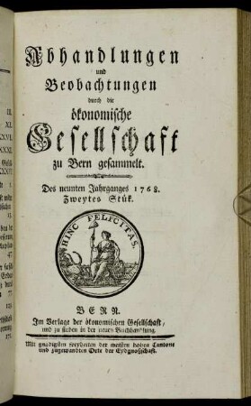 Des neunten Jahrganges 1768. Zweytes Stük
