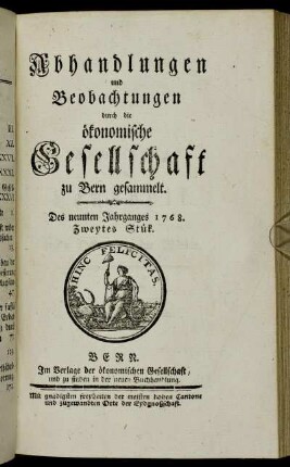 Des neunten Jahrganges 1768. Zweytes Stük