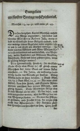 Evangelium am fünften Sontage nach Epiphanias.