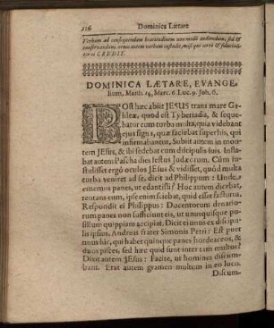 Dominica Lætare, Evangelium, Matth. 14. Marc. 6. Luc. 9. Joh. 6.