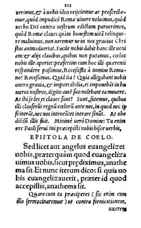 Epistola De Coelo. Sed licet aut angelus euangelizet uobis, præterquam quod euangeliza uimus uobis, [...]