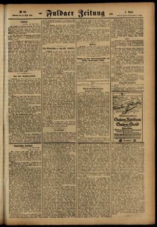 Zweite Ausgabe vom Samstag, den 15. April 1916.