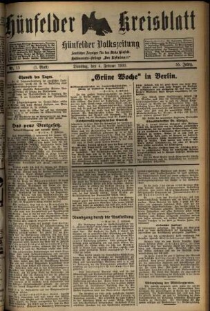 Erste Ausgabe vom Dienstag, den 04. Februar 1930.