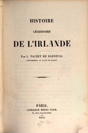 Histoire légendaire de l'Irlande