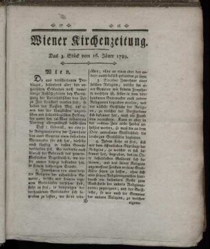 Das 3. Stück vom 16. Jäner 1789.