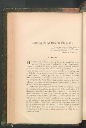 Aspectos de la obra de Pio Baroja
