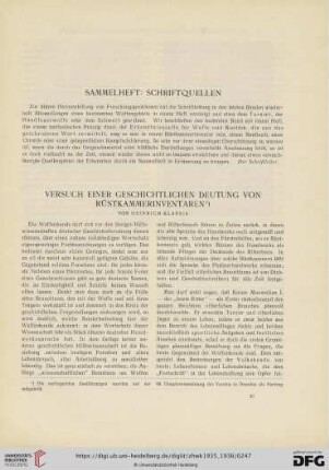 Sammelheft: Schriftquellen