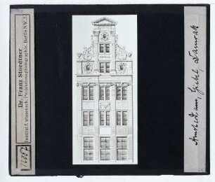 Amsterdam, Damrak : Hausfassade, Stich