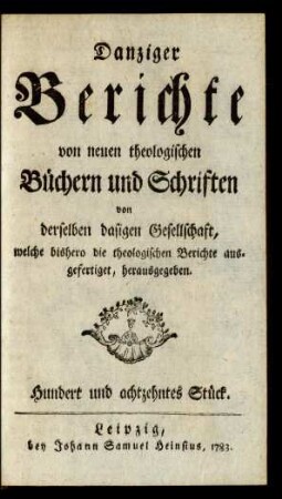 Hundert und achtzehntes Stück