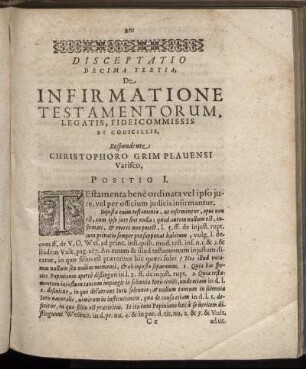 Disceptatio Decima Tertia. De Infirmatione Testamentorum, Legatis, Fideicommissis Et Codicillis.
