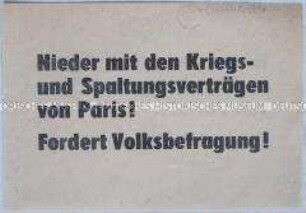 Handzettel mit Parolen gegen die Pariser Verträge