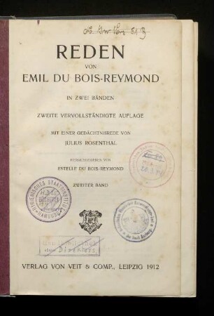 Bd. 2: Reden von Emil du Bois-Reymond in 2 Bänden