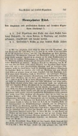 Neunzehnter Titel. Von dinglichen und persönlichen Rechten auf fremdes Eigenthum überhaupt.