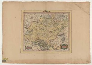 Mercator, G.: Karte von Thüringen, ca. 1:410 000, Kupferstich, 1627 : Thvringia : Cu[m] privilegio / per Gerardum Mercatorem. Excusum apud Henricum Hondium. - [Ca. 1:410 000]. - Amstelodami : Henricus Hondius , 1627. - 1 Kt. : kolor. Kupferst. ; 40 x 33 cm