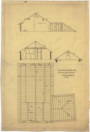 Billing, Hermann; Karlsruhe, Moltkestr.47 / Beethovenstr.; Villa Billing - Dachstock (Grundriss, Schnitte)