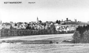 Obercunnersdorf-Kottmarsdorf. Ortsansicht mit Burkmühle, Ansichtskarte, Repro