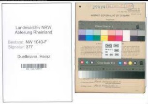 Entnazifizierung Heinz Duellmann , geb. 17.07.1911 (Angestellter)