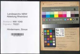 Entnazifizierung Simon Hindermann , geb. 26.04.1909 (Baecker)
