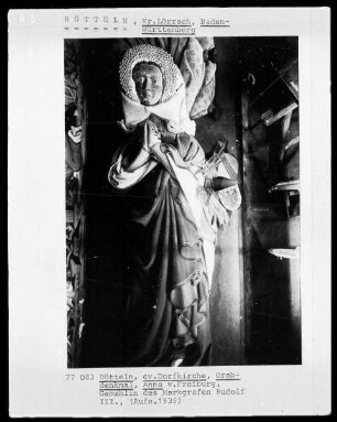 Tumbengrab mit der Liegefigur der Anna von Freiburg, Gemahlin des Markgrafen Rudolf III.