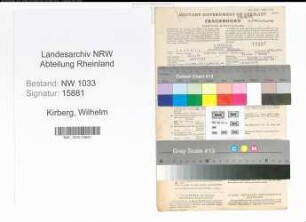 Entnazifizierung Wilhelm Kirberg , geb. 18.06.1891 (Baumeister)