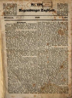Regensburger Tagblatt : Kampf-Organ für nationale Freiheit und soziale Gerechtigkeit. 1846 = Jg. 9, 7 - 12